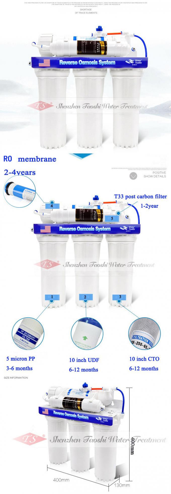 el filtro de agua clasificado 5L/Min del flujo parte el CE casero del purificador del agua del sistema del RO aprobado